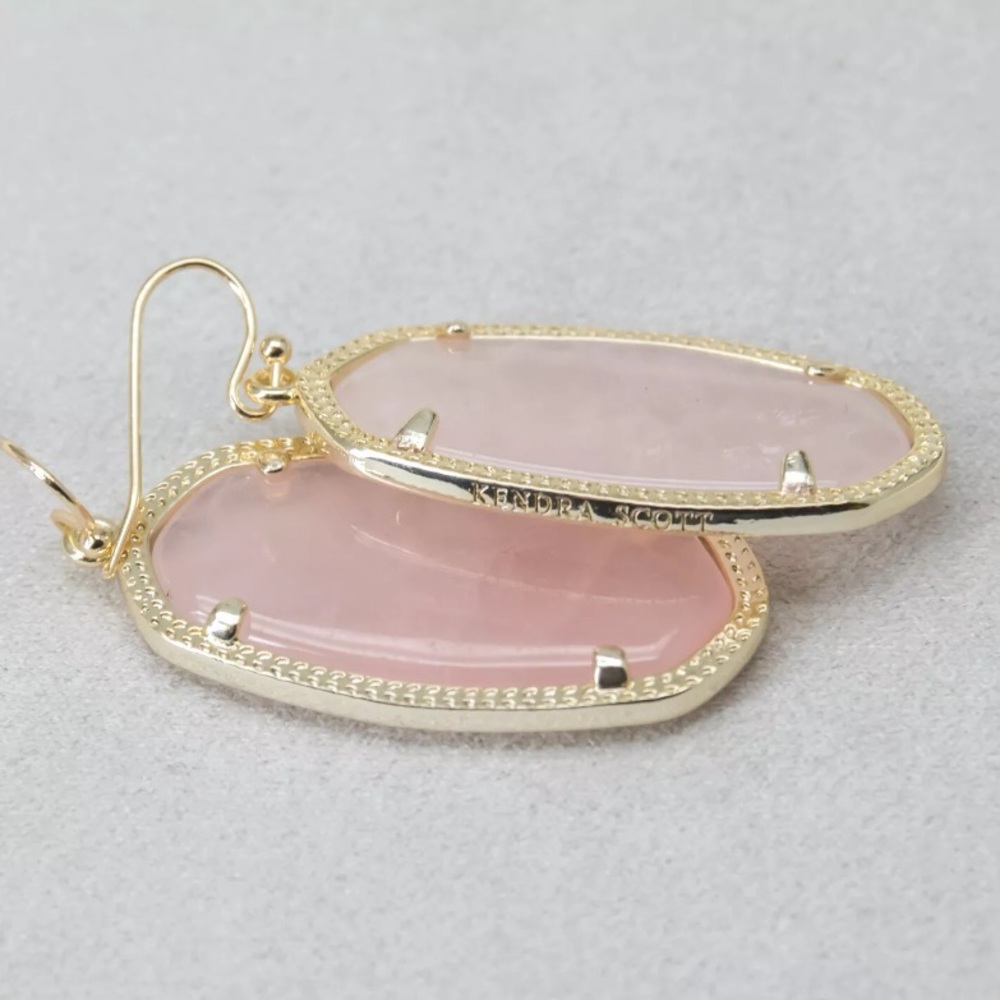 NEW Kendra Scott Gold Rose Quartz Drop Earrings - Picture 5 of 7